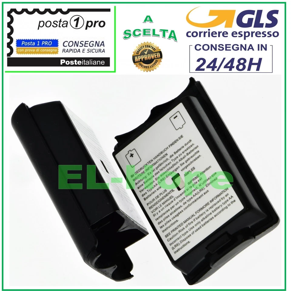 RICAMBIO COVER CASE JOYPAD VANO BATTERIA PILE 2 AA PER CONTROLLER XBOX 360 NERO