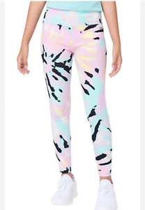 Justice Girls Aqua Spiral Full Length Leggings Elastic Waistband Logo Size 7/8 - Picture 1 of 6