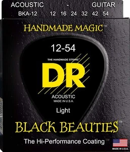 DR Strings Corde per Chitarra Acustica, Bellezze Nere - Rivestito Nero, 12-54 - Foto 1 di 1