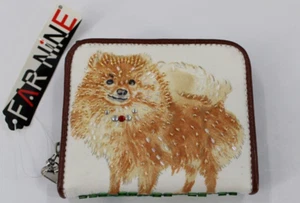 FAR NINE CLUTCH GELDBÖRSE REISSVERSCHLUSS DRUCKKNOPF KLEINE HUNDE SPANIEL PERLEN JUWELENBESETZT POMERANIAN NEU MIT ETIKETT - Bild 1 von 14