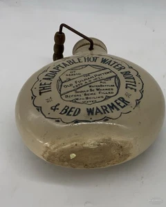 The Adaptable Hot Water Bottle And Bed Warmer Victorian Pottery  19cm  1890s - Picture 1 of 2