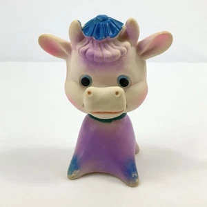 Vintage 70s The First Years Kitschy Purple Cow Squeaky Toy Taiwan - Bild 1 von 8