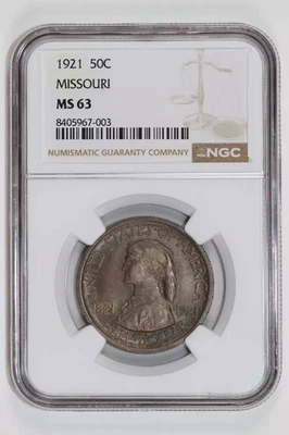 1921 MISSOURI COMMEMORATIVE HALF DOLLAR NGC MS63 - Image 1 of 2