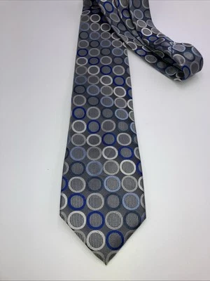 "Corbata larga de seda tejida geométrica a lunares azul plata Michael Kors 56""" Foto 1 de 4