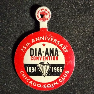 1966 AMERICAN NUMISMATIC ASSN CHICAGO COIN CLUB 75th ANNIV TIN BADGE. Our B1878 - Picture 1 of 6