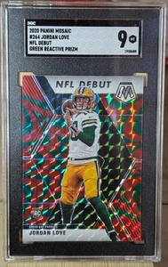 Jordan Love NFL Debut - 2020 Panini Mosaic Reactive Green RC #211 SGC 9 GB Packers - Bild 1 von 2