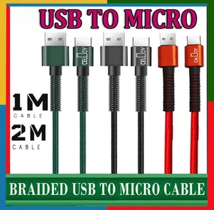 Micro USB Kabel 2M 1M 3A Schnell Lade Geflochten Nylon Leitung für Samsung S7 S6 J5 - Bild 1 von 10