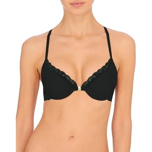 Natori Federn schwarz Spitze Racerback T-Back BH 36D vorne geschlossen neu mit Etikett - Bild 1 von 11