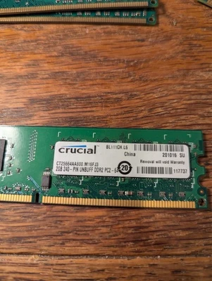 CT25664AA800.M16F Crucial 2GB DDR2 Non ECC PC2-6400 800Mhz Memory - Image 1 of 2