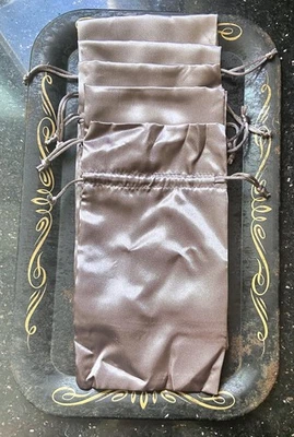 Shiny Silver Gray Jewelry Favors Drawstring Pouch 9x5 Gift Bags Lot of 5. NEW - Image 1 of 2