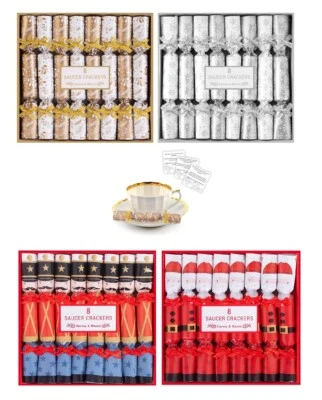 8 Mini Luxury Breakfast Afternoon Tea Saucer CHRISTMAS Crackers Wedding Favours - Image 1 of 4