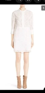 NWT Burberry London Daniela Eyelet White Shirtdress, Size US 4 - Picture 1 of 17