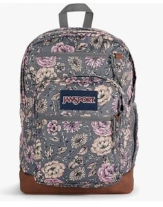 JanSport Cool Backpack Womens Computer Bag Boho Floral Graphite Gray - Picture 1 of 11