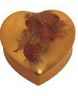Vintage Hand Painted Heart Shaped With Pinecone Pill /Trinket Box Pac Japan