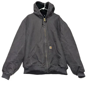 Vintage Carhartt J140-gvl Mantel Herren Größe 2xlt groß grau Kapuze USA Etikett durchgehender Reißverschluss - Bild 1 von 7