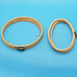 4 Vintage Wood Embroidery Hoops Two 9" Round Two 5"x9" Oval Taiwan - Picture 1 of 5