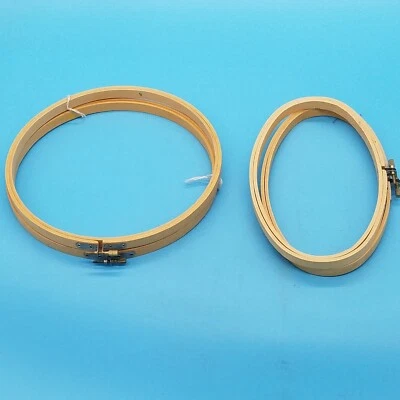 4 Vintage Wood Embroidery Hoops Two 9" Round Two 5"x9" Oval Taiwan - Image 1 of 4