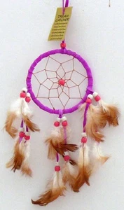 Acchiappasogni D = 9 cm rosa rosa acchiappasogni ragazza, piume indiane, decorazione western - Foto 1 di 1