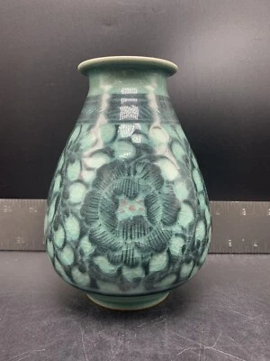 Jarrón asiático coreano Celadon verde porcelana cerámica arte flor cerámica Foto 1 de 4