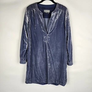 ANTHROPOLOGIE Women's Gray Blue Crushed Velvet Oversize Dress XS - Picture 1 of 11