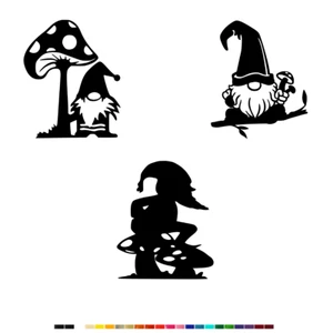 Gnome and Mushrooms Vinyl Decal Sticker Car Window Wall Wild Beard Lucky Symbol - Picture 1 of 9