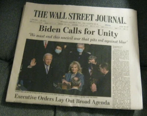 VINTAGE NEWSPAPER-THE WALL STREET JOURNAL-2020 ELECTIONS-BIDEN-JANUARY 21, 2021 - Bild 1 von 2