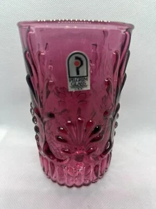 Vintage Pilgrim Art Glass Adams Cranberry Embossed 12 oz 5” Flat Tumbler - Picture 1 of 2