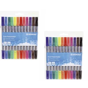 24 x DONAU Duo-Fasermaler Faserschreiber 2 x 12er Etui dicke und dünne Spitze - Bild 1 von 2