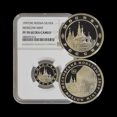RUSSIA. 1997, Medal, Silver - NGC PF70 - Top Pop 🥇 St. Basil's Cathedral Moscow - Image 1 of 4