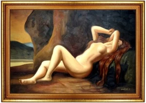 Ölbild erotische Frau, Akte, nackte Frau, Ölgemälde HANDGEMALT, Gemälde 60x90cm - Bild 1 von 4
