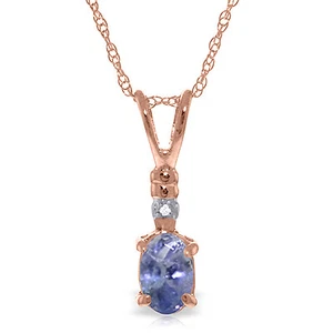 14K massives Rotgold feines Collier 16-24" mit echtem Diamant & Tansanit - Bild 1 von 6