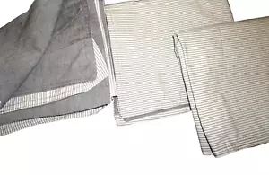 IKEA BLAVINDA GRAY & WHITE CHAMBRAY PINSTRIPE MODERN (3PC) KING DUVET SHAMS - Picture 1 of 11