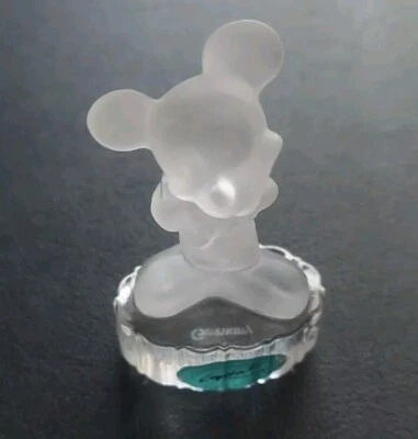 Goebel Disney Mickey Mouse Sosteniendo Corazón Estatuilla Cristal Esmerilado Alemania con Etiqueta Foto 1 de 4
