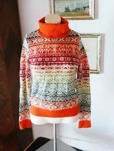 Benetton Wollpullover Wolle bunt Norweger Muster Strickpullover Mohair M 38 - Bild 1 von 3