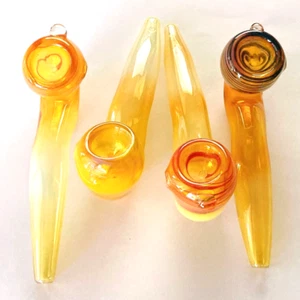 (2 PCS Random) 4-5-inch India MADE herb tobacco smoking spoon hand glass pipe - Picture 1 of 4