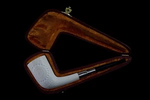 Deluxe CUTTY Pipe BLOCK MEERSCHAUM-NEW-HAND CARVED W Case#31 - Picture 1 of 12