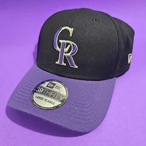 New Era Men's Colorado Rockies 39Thirty Classic Stretch Fit Hat Black Sz L-XL - Picture 1 of 8