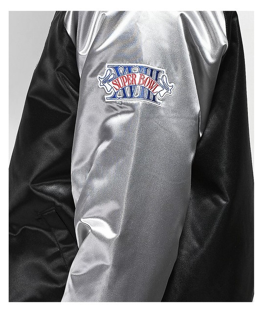 Mitchell and Ness Raiders M&N Double Clutch Lightweight Satin Jacket Silver