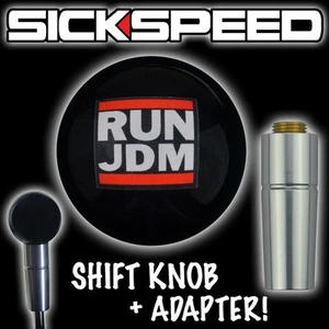 BLACK RUN JDM SHIFT KNOB & ADAPTER FOR AUTO/AUTOMATIC GEAR SHIFTER LEVER KA2 - Picture 1 of 1