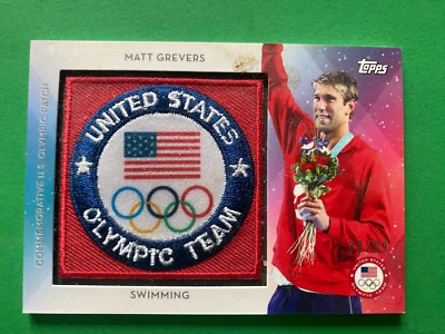2016 Topps US Olympic & Paralympic Team & Hopefuls 38/99 Grevers/Swimming Patch - Image 1 of 2