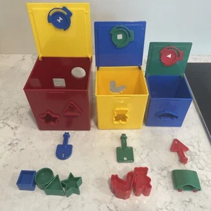 Vintage Nesting Puzzle Box Learning Toy Excellent: Keys And Shapes - Picture 1 of 8