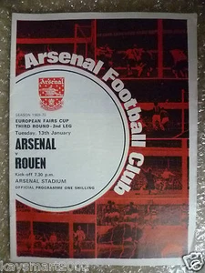 1969/70 ARSENAL v ROUEN, 13 January (European Fairs Cup 3rd RD,2nd Leg) - Picture 1 of 2