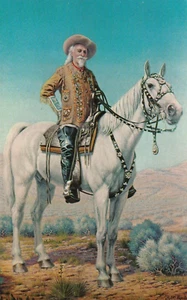 Buffalo Bill and Horse Isham Memorial Museum Painting Postcard Lookout Mtn Colo - Picture 1 of 2
