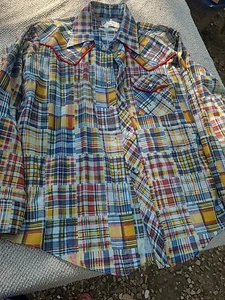Vintage Authentic Bronco Western Wear Pearl Snap Boho Shirt XL - Bild 1 von 17