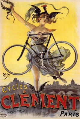 CICLOS CLEMENT PARIS BICICLETA LIGERA NIÑA CON SOMBRERO PARA EL GALLO CARTEL DE COLECCIÓN REPRO Foto 1 de 3