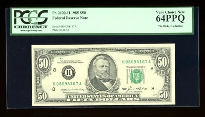 DBR 1985 $50 FRN St. Louis Fr. 2122-H PCGS 64 PPQ Serial H08098167A - Image 1 of 2