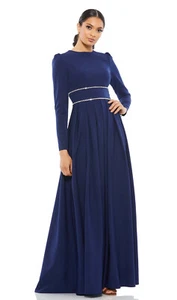 NUEVO CON ETIQUETAS Mac Duggal VESTIDO DE NOCHE LÍNEA A ESTRÁS CINTURA En Medianoche Talla 10 $398 - Imagen 1 de 9