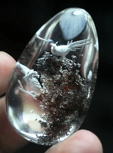138.5ct Natural phantom Crystal Reverse Side Carving Quartz Pendant Polished - Picture 1 of 9