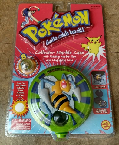 Pokemon BEEDRILL 8 Collector Marbles & Case With Tray & Magnifying Lens SEALED!! Cover