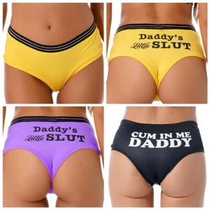 Women Cheeky Panties Yes Daddy Knickers Letter Print Boyshorts Low Rise Lingerie - Picture 1 of 32